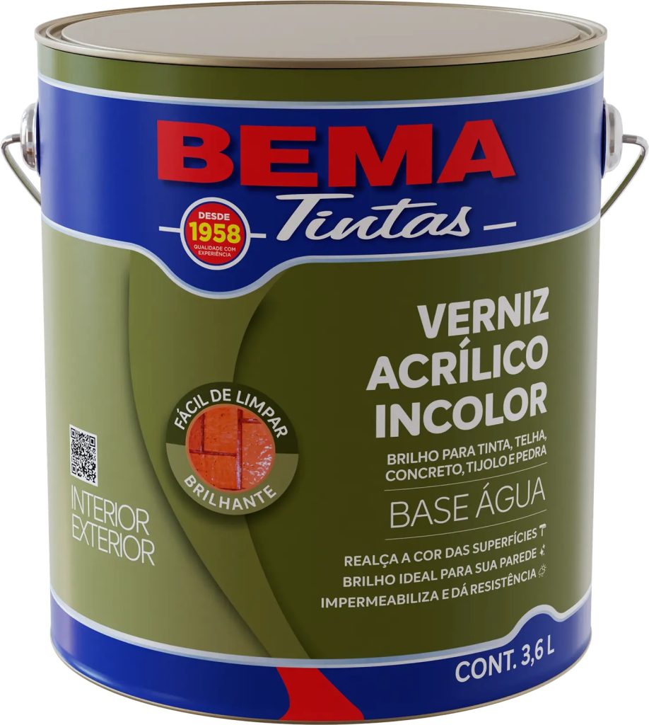 Verniz Acrilico 3,6L Bema Incolor Base D´agua