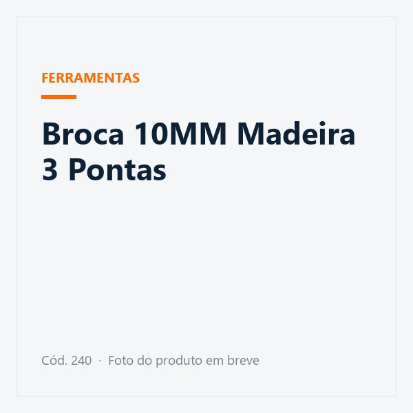 Broca 10MM Madeira 3 Pontas