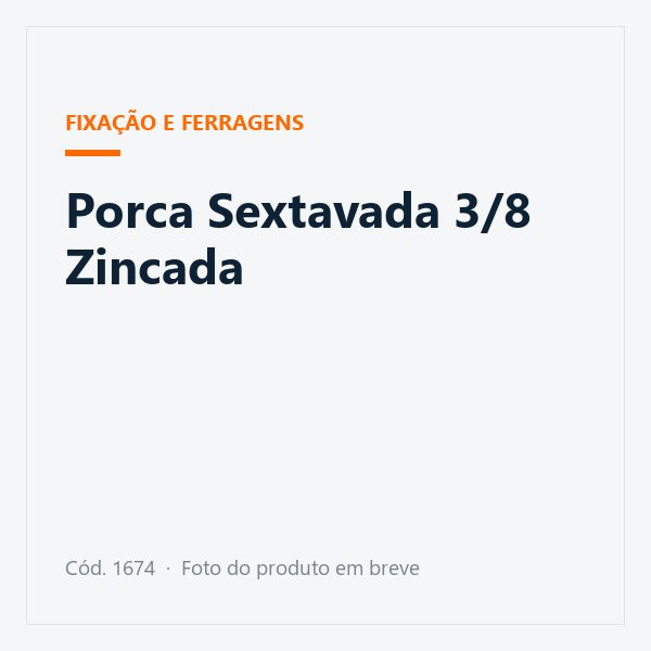Porca Sextavada 3/8 Zincada